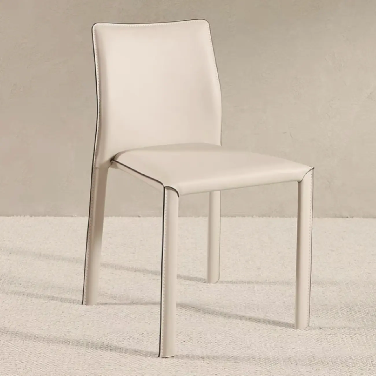 Minimalist Stackable Faux Leather Side Armless Dining Chair Image - 2 | homeyfad
