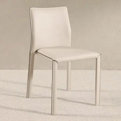 Minimalist Stackable Faux Leather Side Armless Dining Chair Image - 2
