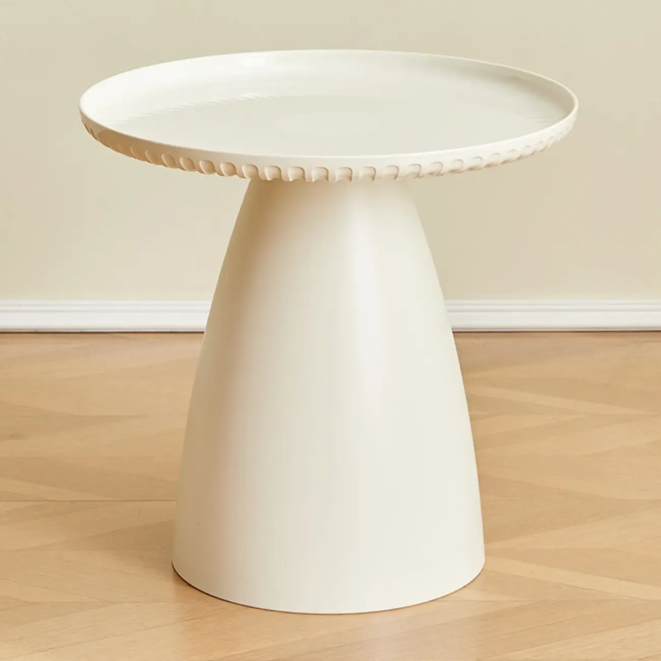 White Stylish Plastic Round End Table for Living Room Image - 1