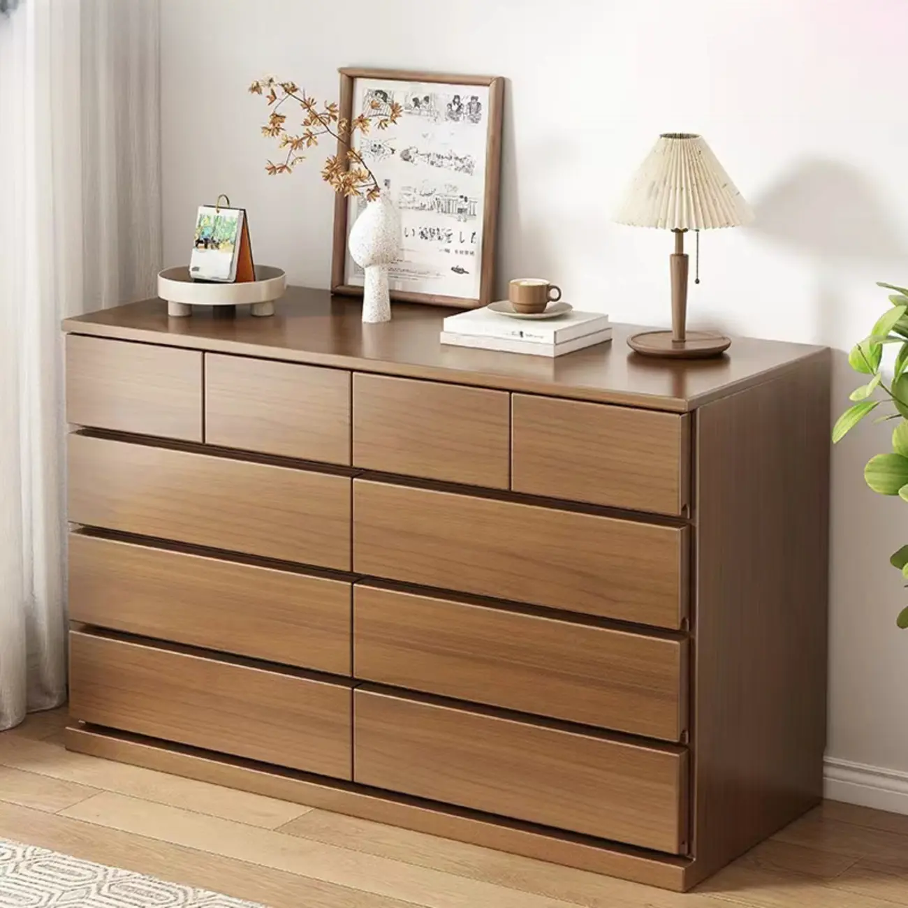 Modern Wood Dresser Light Walnut with 6-Drawers Storage Image - 3 | homeyfad