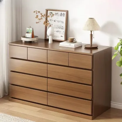 Modern Wood Dresser Light Walnut with 6-Drawers Storage Image - 3