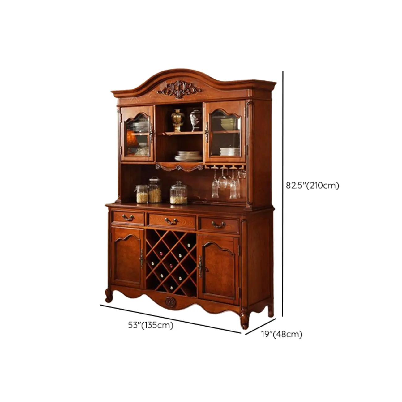 Wooden Vintage China Cabinet with Glass Display Image - 12 | homeyfad