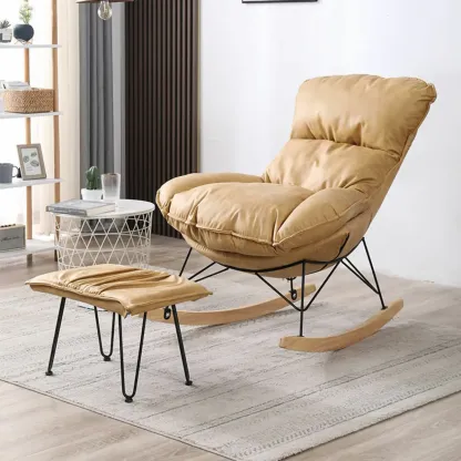 Cotton Upholstered Rocking Chair with Removable Cushions Image - 13