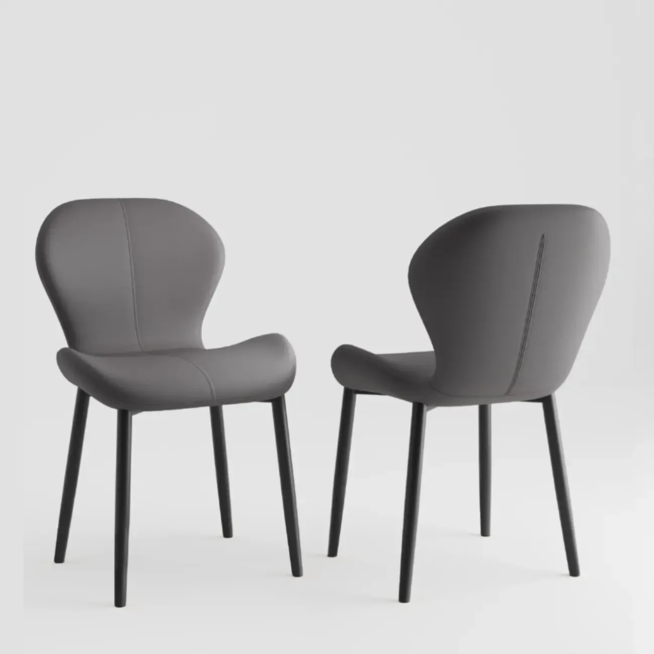 Modern Wingback Faux Leather Upholstered Dining Chair Image - 26