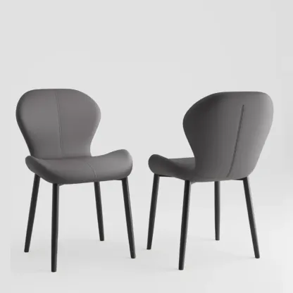 Modern Wingback Faux Leather Upholstered Dining Chair Image - 26