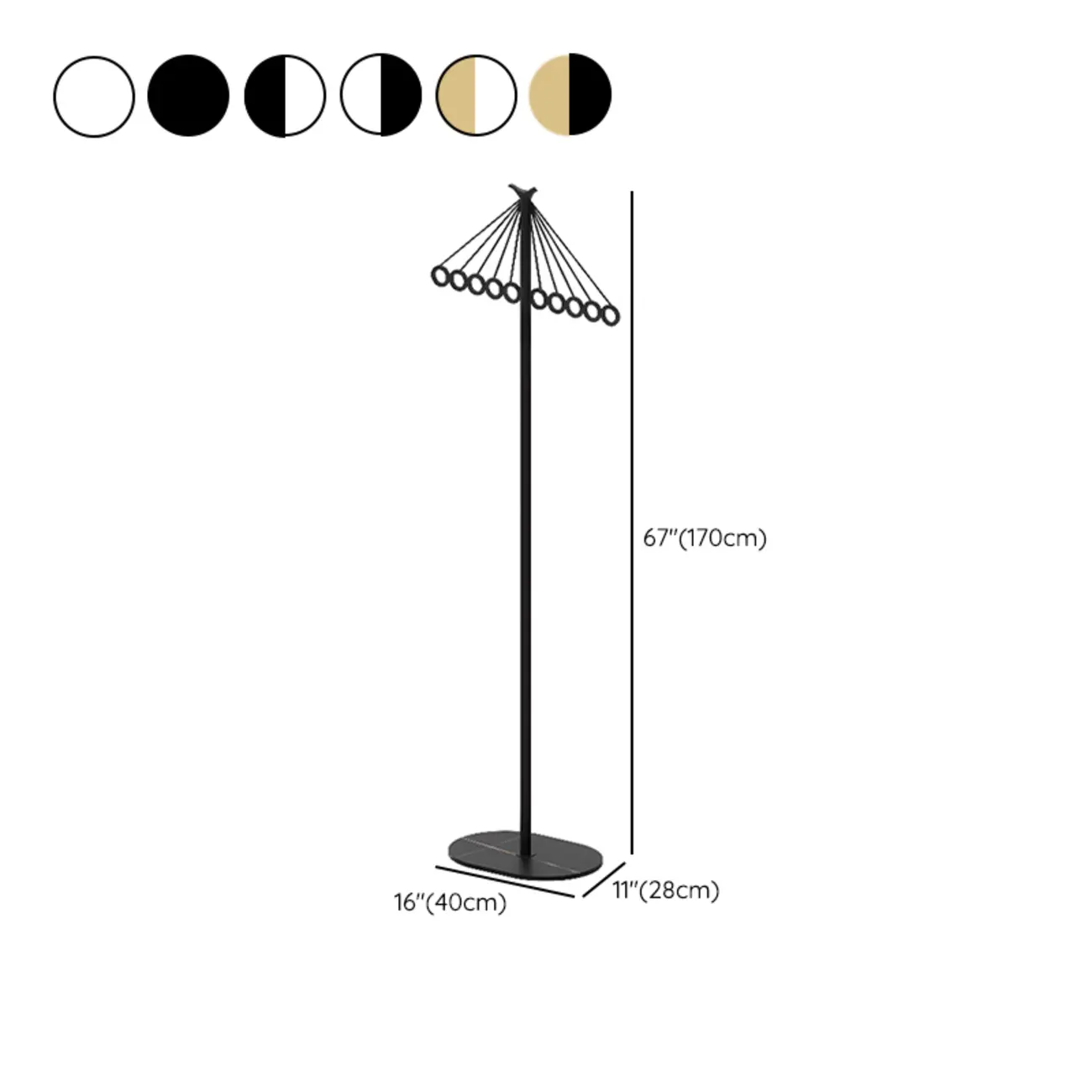 Modern Metal Coat Rack with Stand for Small Spaces #size