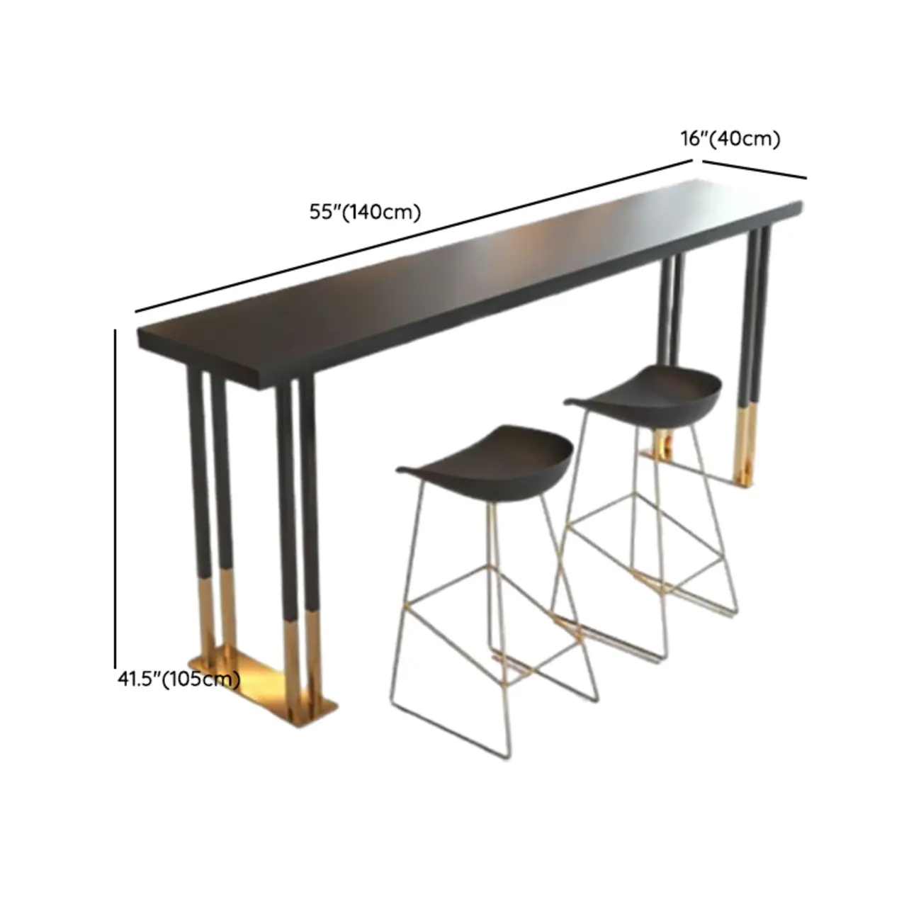 Luxury Black Metal Height Bar Table with Golden Legs for 8 People Image - 11 | homeyfad