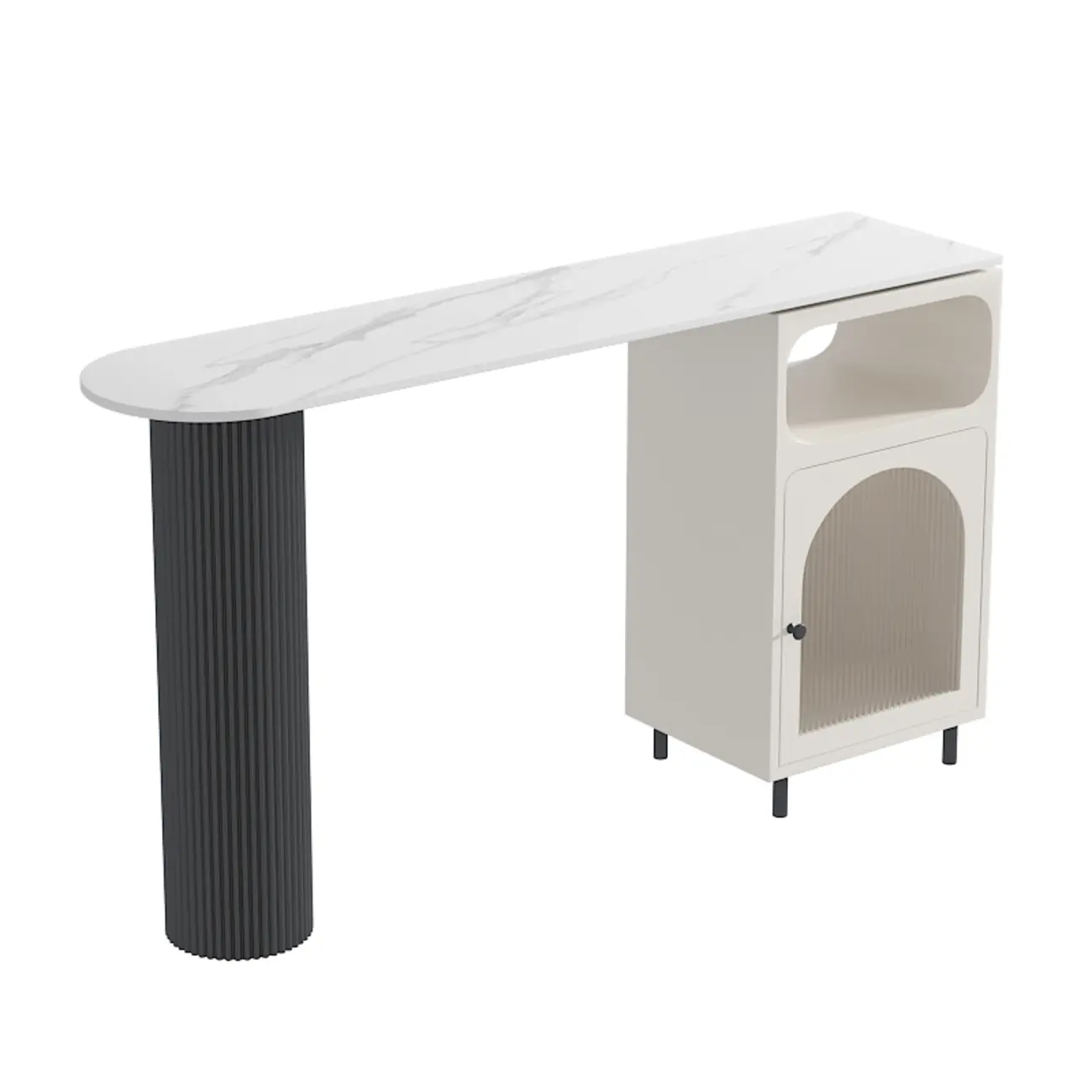 Modern White Bar Table for 2 with Double Pedestal for Living Room Image - 2 | homeyfad