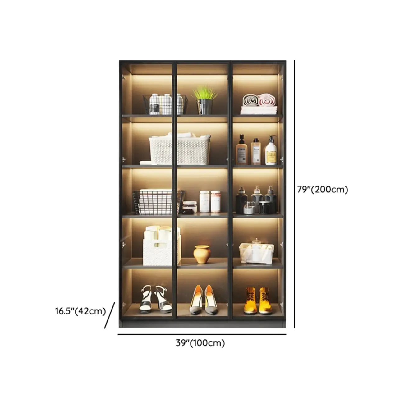 Modern Display Cabinet with Adjustable Shelves for Living Room Image - 22