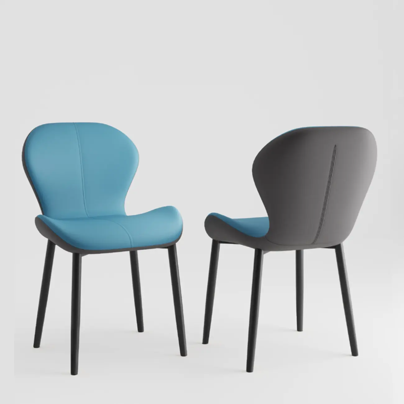 Modern Wingback Faux Leather Upholstered Dining Chair Image - 27 | homeyfad