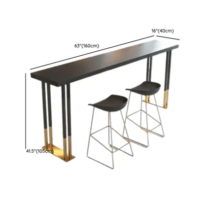 Luxury Black Metal Height Bar Table with Golden Legs for 8 People Image - 12