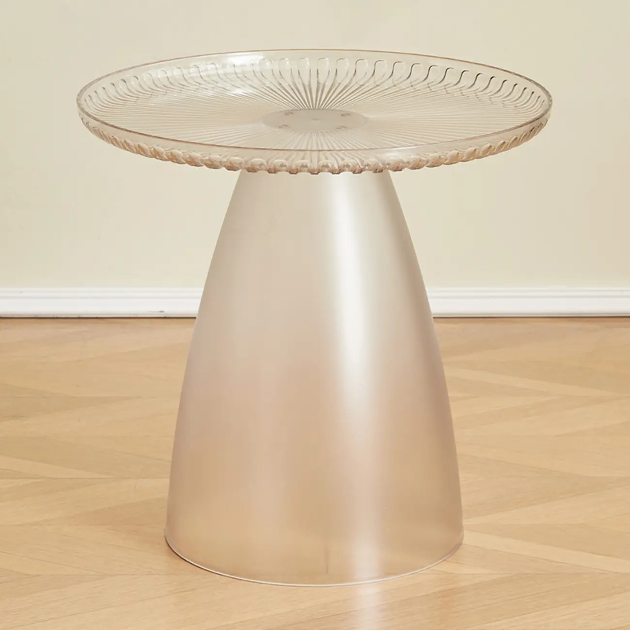 White Stylish Plastic Round End Table for Living Room Image - 3 | homeyfad