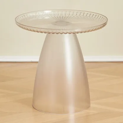 White Stylish Plastic Round End Table for Living Room Image - 3
