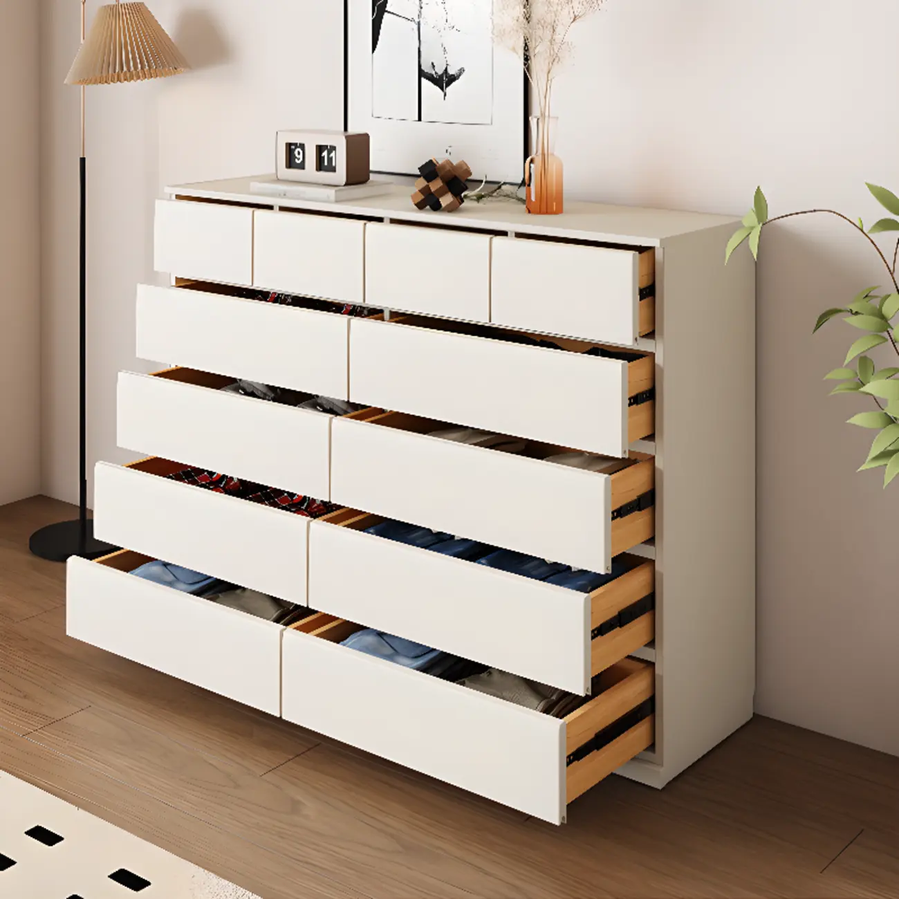 Modern Wood Dresser Light Walnut with 6-Drawers Storage Image - 5 | homeyfad