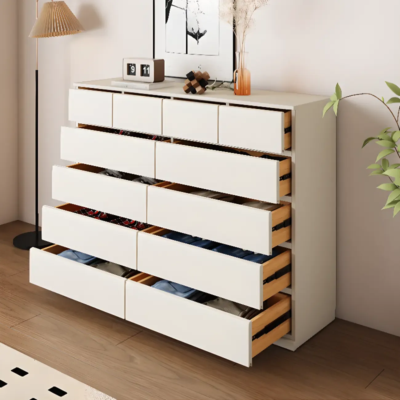 Modern Wood Dresser Light Walnut with 6-Drawers Storage Image - 5
