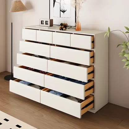 Modern Wood Dresser Light Walnut with 6-Drawers Storage Image - 5