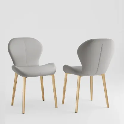 Modern Wingback Faux Leather Upholstered Dining Chair Image - 28