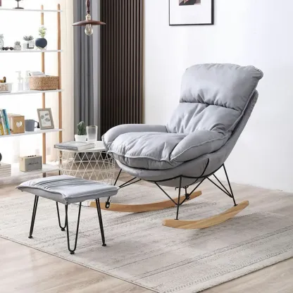 Cotton Upholstered Rocking Chair with Removable Cushions Image - 15