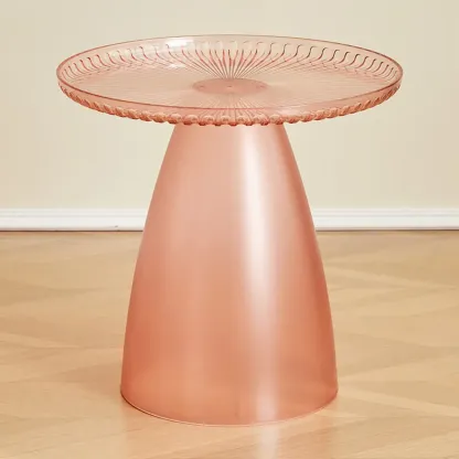 White Stylish Plastic Round End Table for Living Room Image - 4