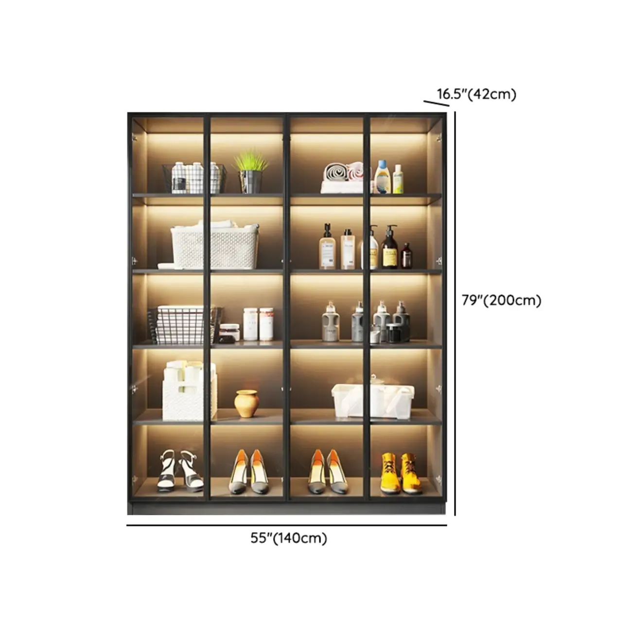 Modern Display Cabinet with Adjustable Shelves for Living Room Image - 24