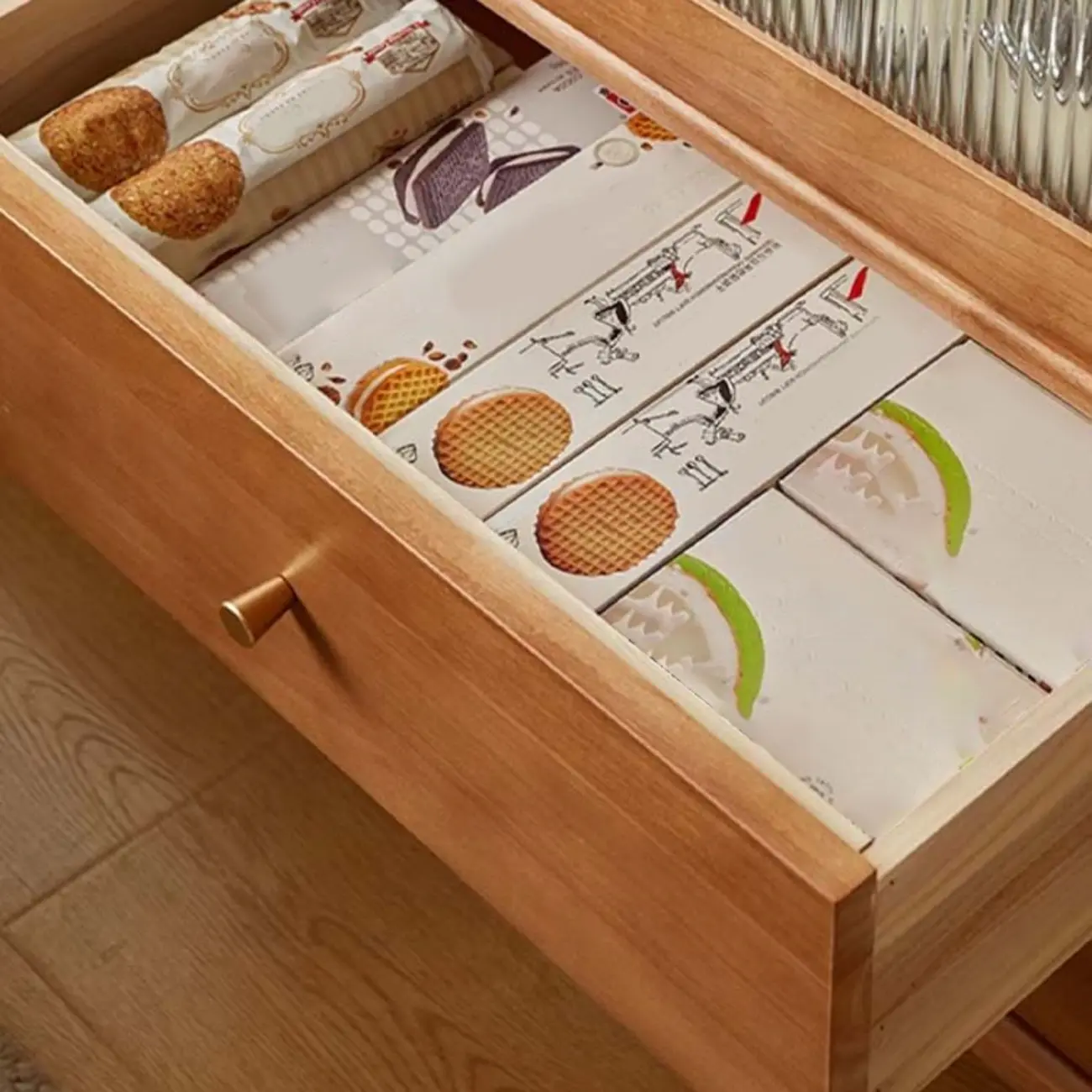 Rustic Wooden Floor Display Cabinet with Open Storage for Kitchen Image - 3 | homeyfad