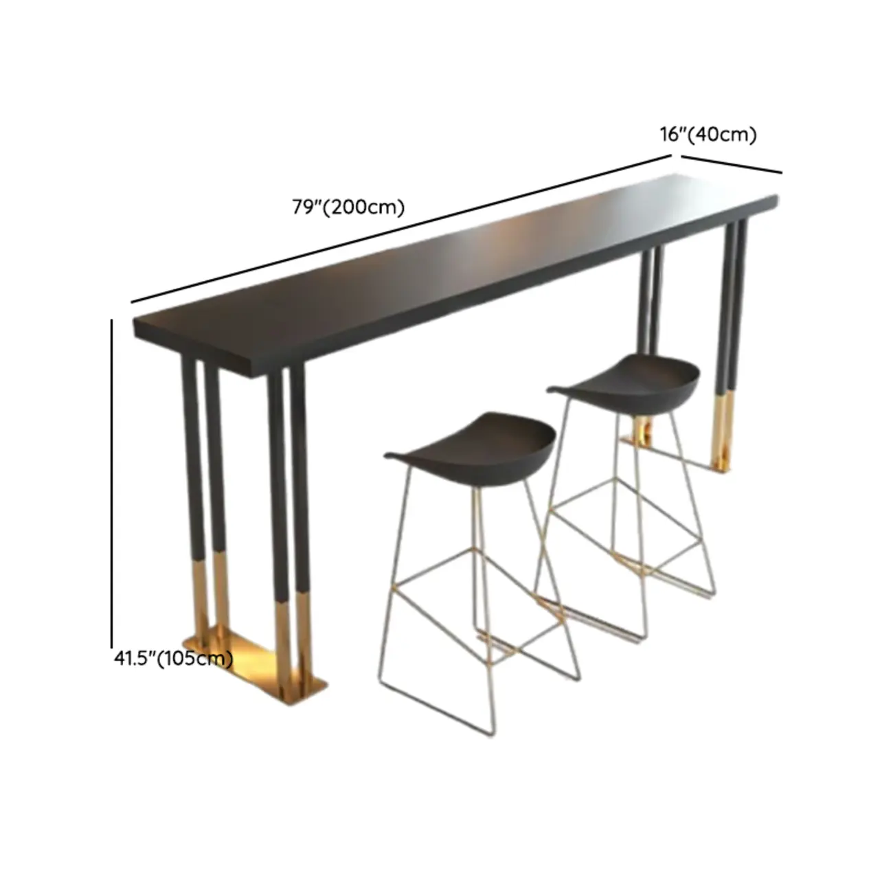 Luxury Black Metal Height Bar Table with Golden Legs for 8 People Image - 14 | homeyfad