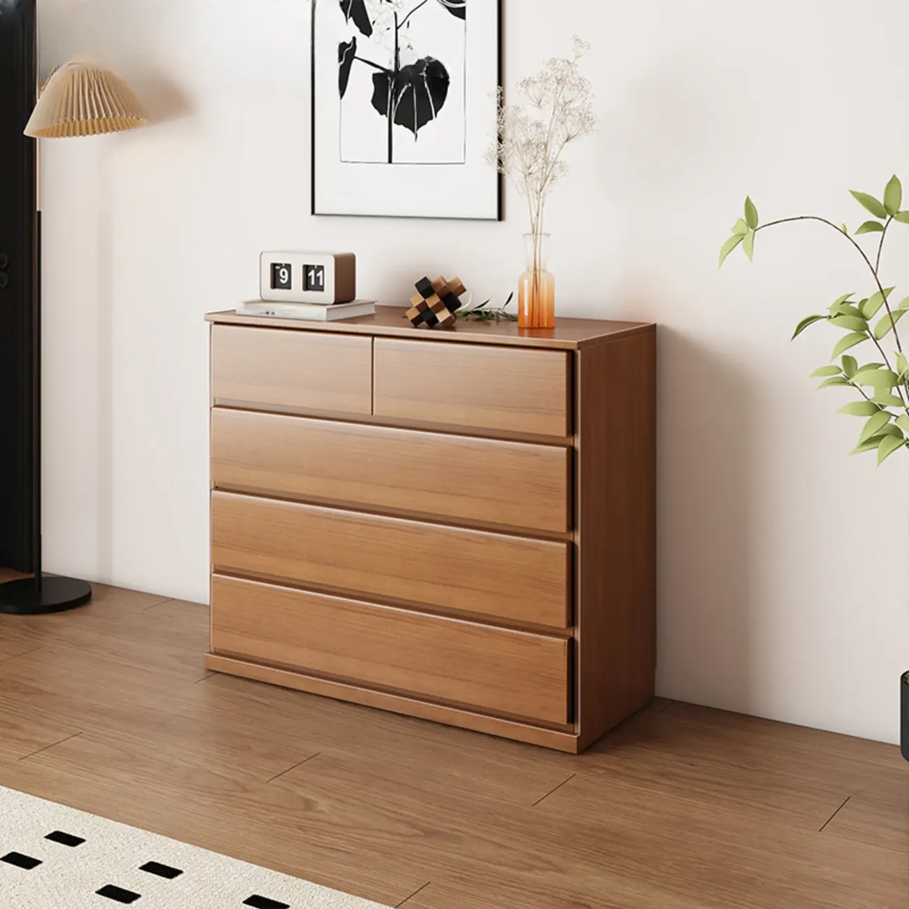 Modern Wood Dresser Light Walnut with 6-Drawers Storage Image - 6 | homeyfad