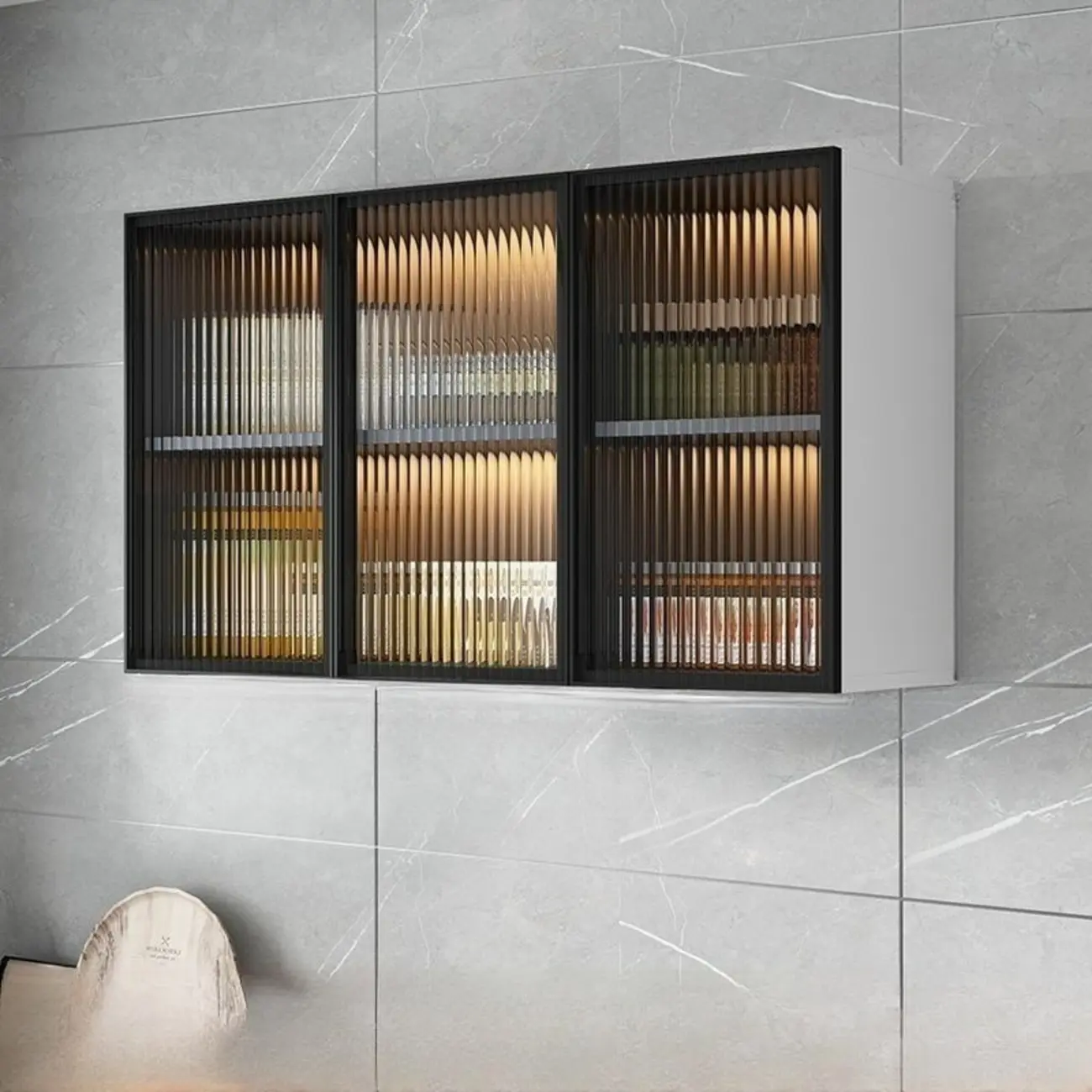 Modern Wood Wall-Mounted Display Cabinet with Glass Image - 9 | homeyfad