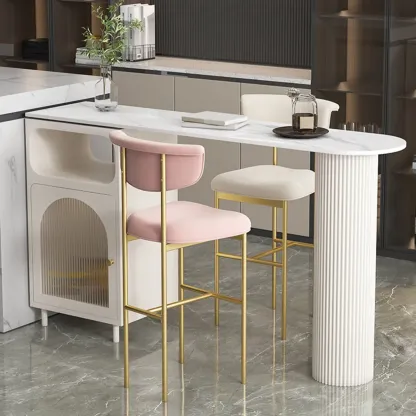 Modern White Bar Table for 2 with Double Pedestal for Living Room Image - 5