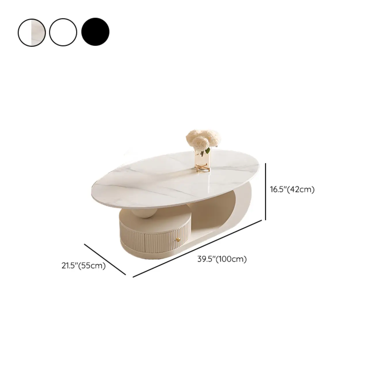 Modern White Stone Top Coffee Table with Scratch Resistant  #size