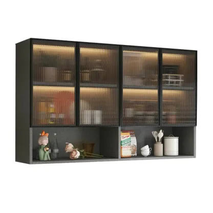 Modern Wood Wall-Mounted Display Cabinet with Glass Image - 10
