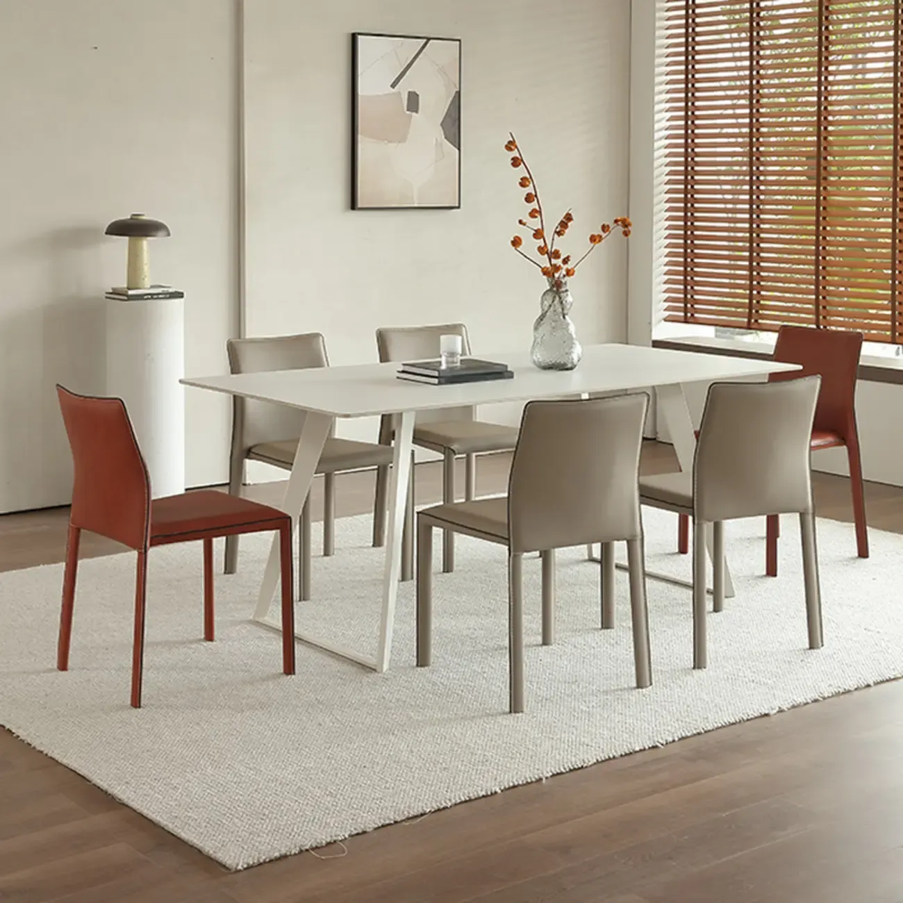 Minimalist Stackable Faux Leather Side Armless Dining Chair Image - 6