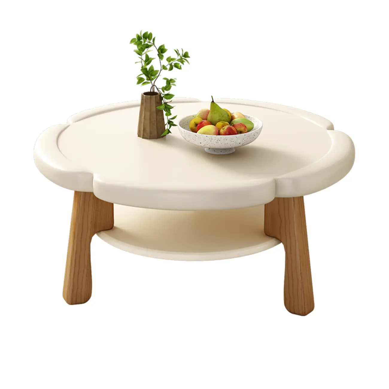 Irregular Cute Wooden Coffee Table with Storage for Living Room  Image - 2 | homeyfad