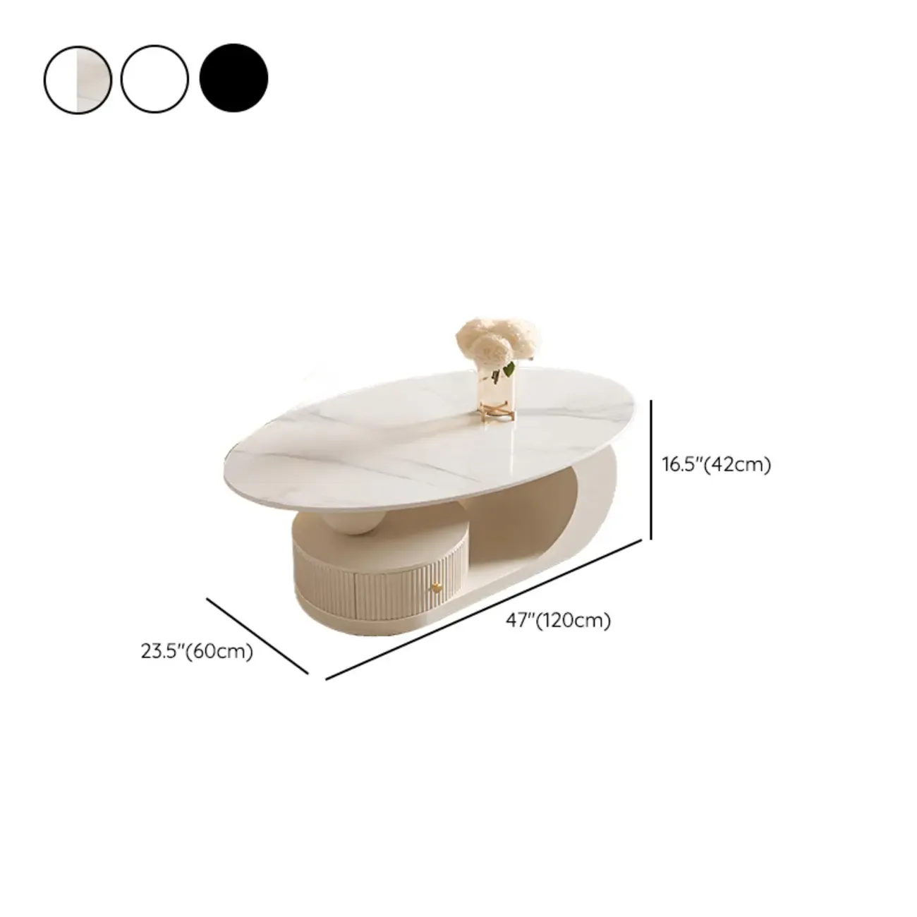 Modern White Stone Top Coffee Table with Scratch Resistant Image - 15