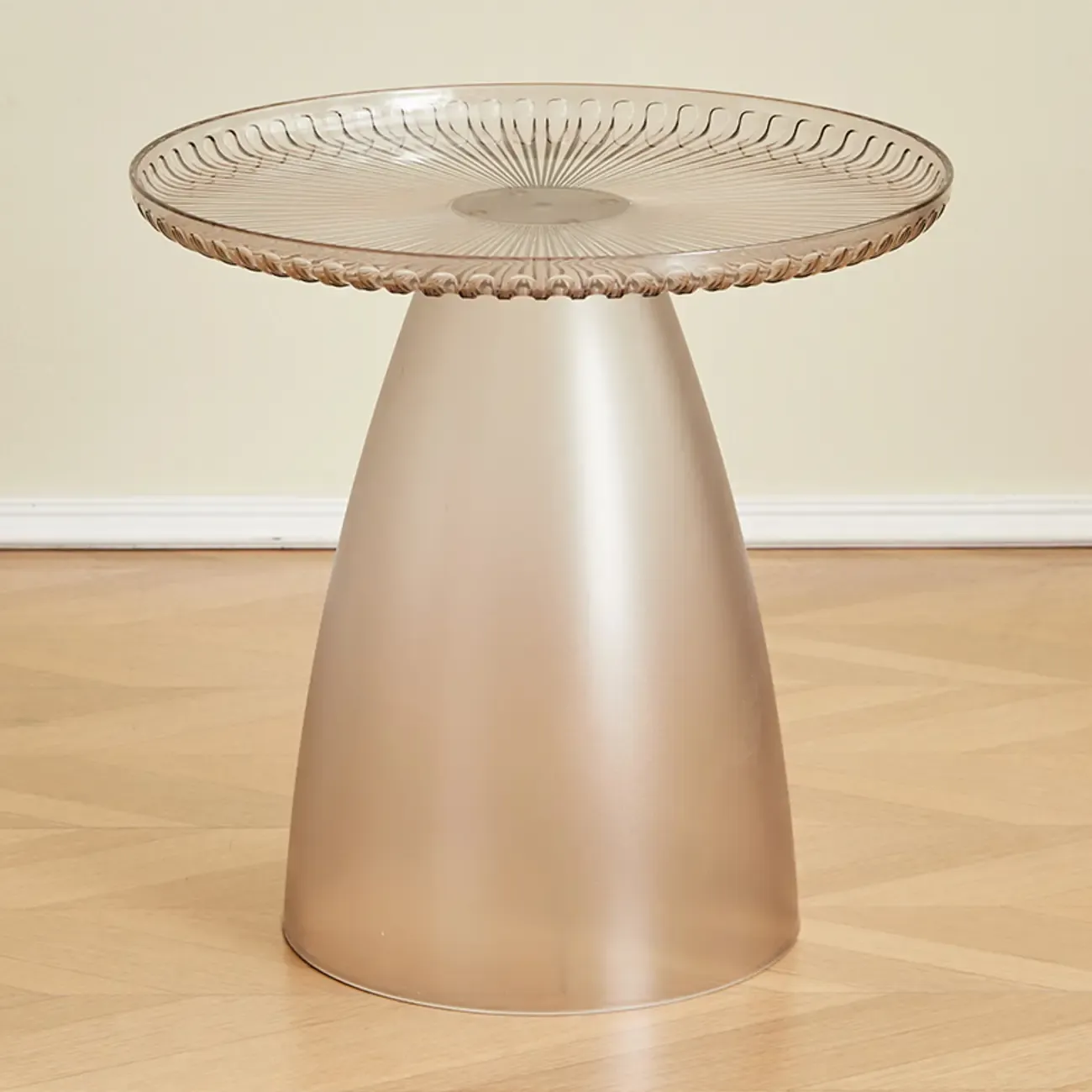 White Stylish Plastic Round End Table for Living Room Image - 6