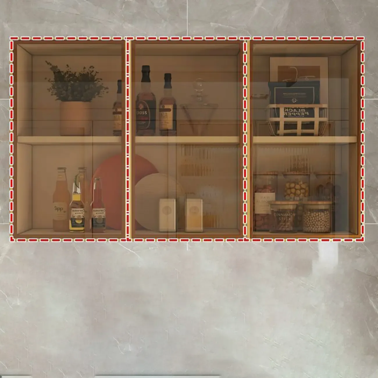 Modern Wood Wall-Mounted Display Cabinet with Glass Image - 11