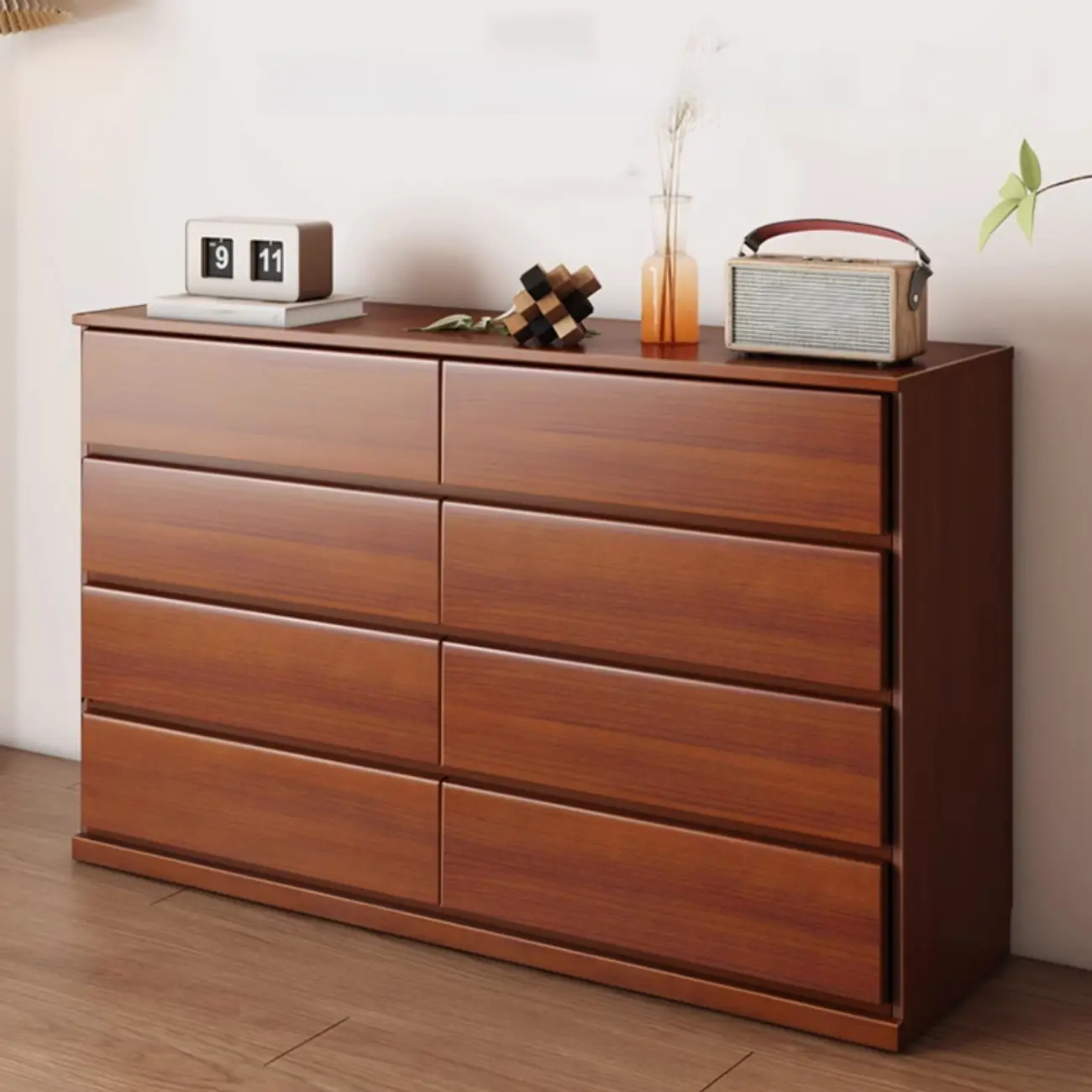 Modern Wood Dresser Light Walnut with 6-Drawers Storage Image - 8 | homeyfad