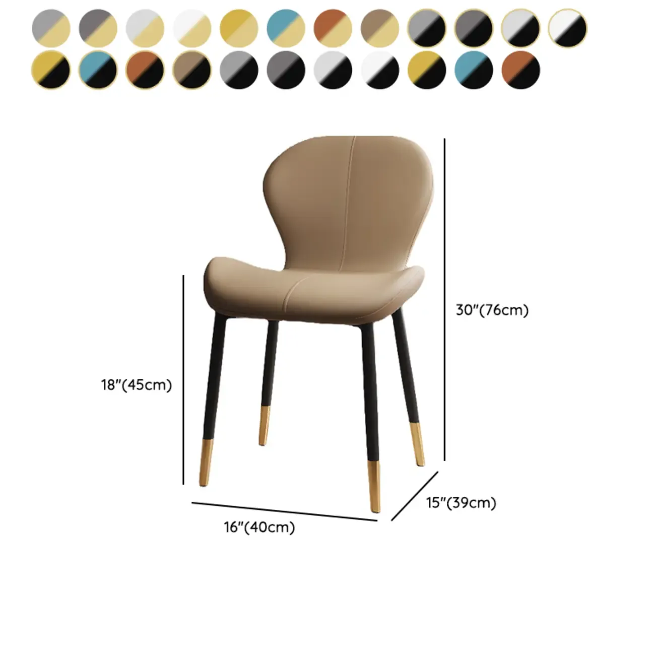 Modern Wingback Faux Leather Upholstered Dining Chair #size