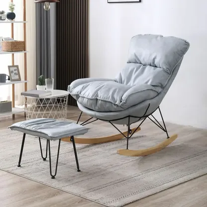 Cotton Upholstered Rocking Chair with Removable Cushions Image - 19