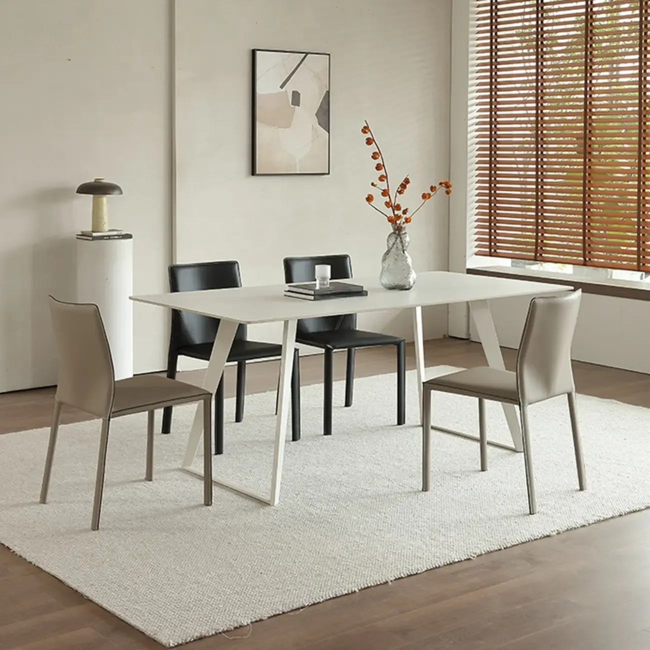 Minimalist Stackable Faux Leather Side Armless Dining Chair Image - 8