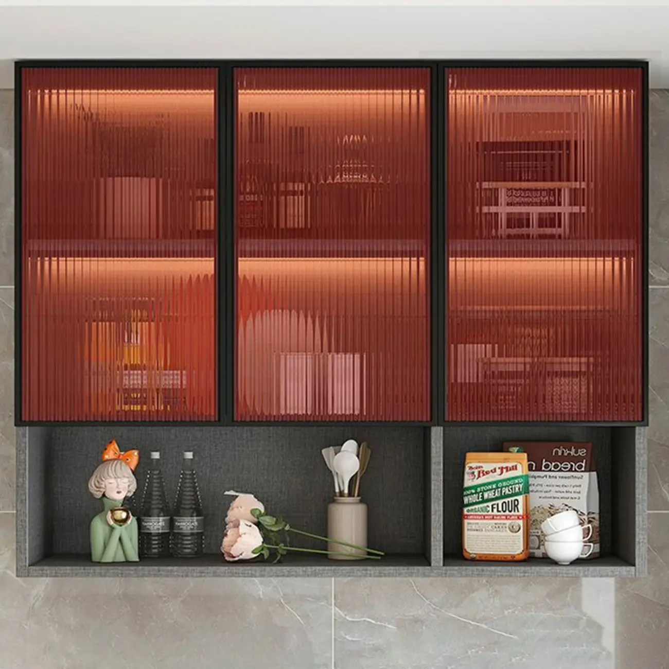 Modern Wood Wall-Mounted Display Cabinet with Glass Image - 13 | homeyfad