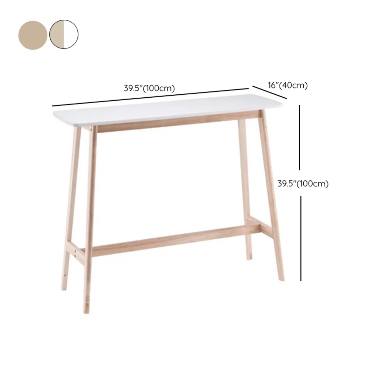 Nordic Wooden Rectangle Bar Table with Footresst for Living Room #size