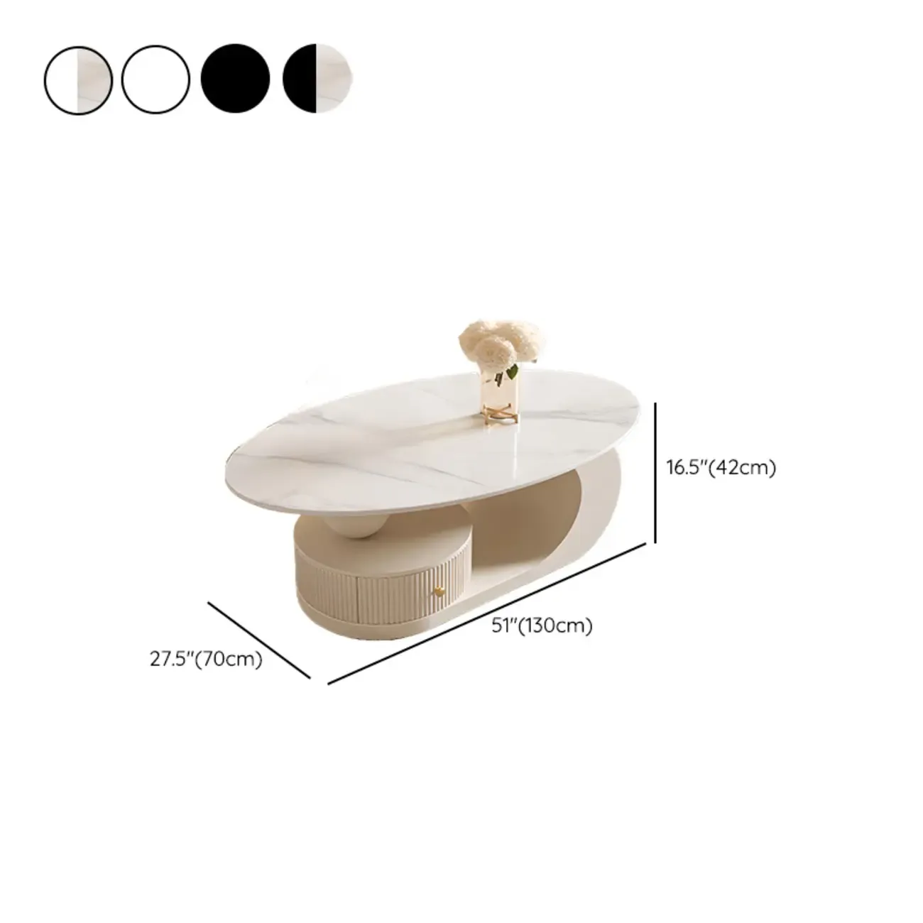 Modern White Stone Top Coffee Table with Scratch Resistant Image - 20