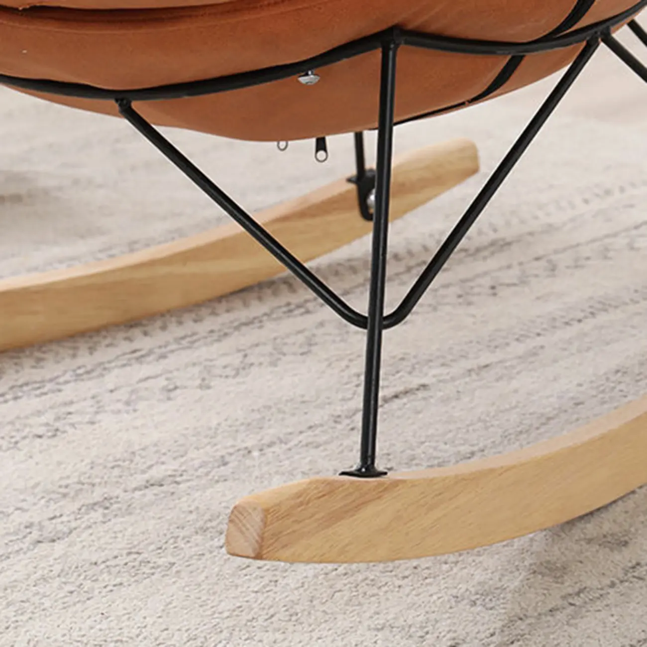 Cotton Upholstered Rocking Chair with Removable Cushions Image - 21 | homeyfad