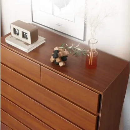 Modern Wood Dresser Light Walnut with 6-Drawers Storage Image - 11