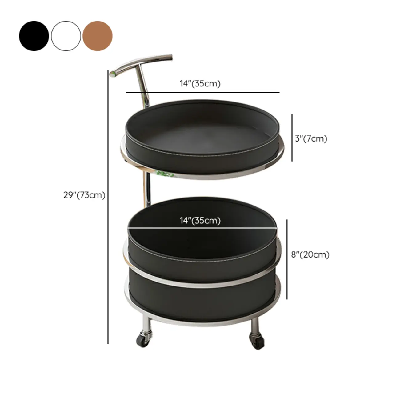 White Small Rolling Side Table with Storage for Living Room #size | homeyfad