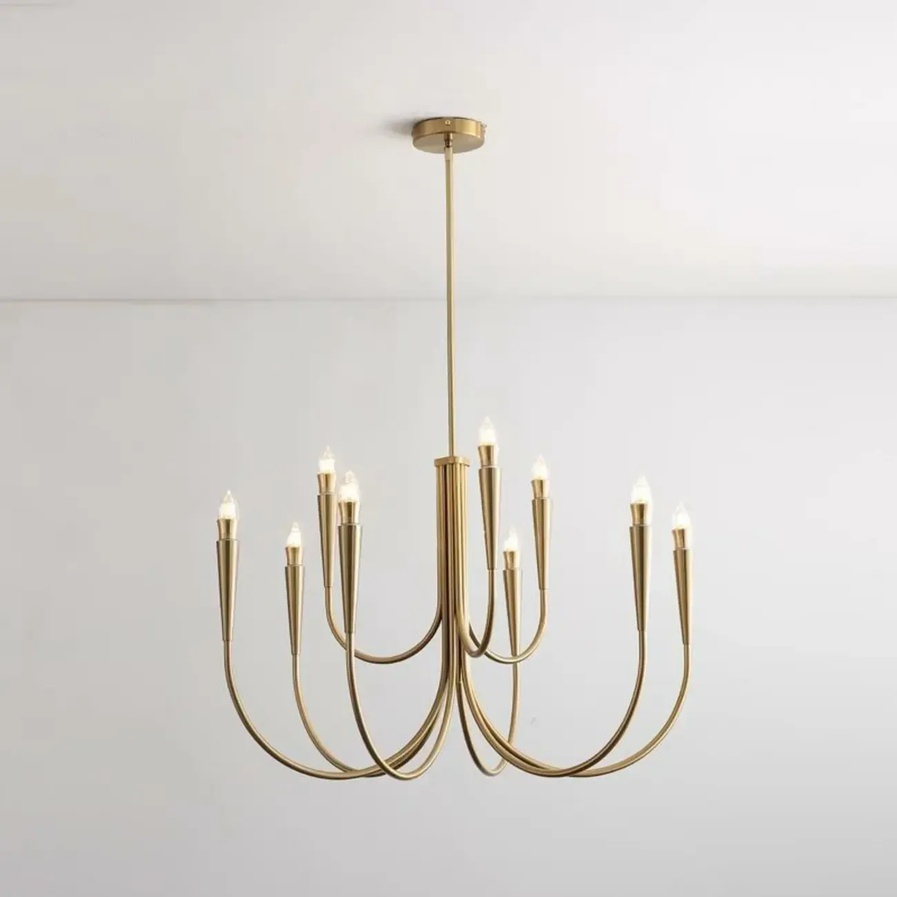 Mid-century Modern 6-Light Gold Metal Ceiling Chandelier| HomeyFad