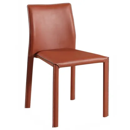 Minimalist Stackable Faux Leather Side Armless Dining Chair Image - 10