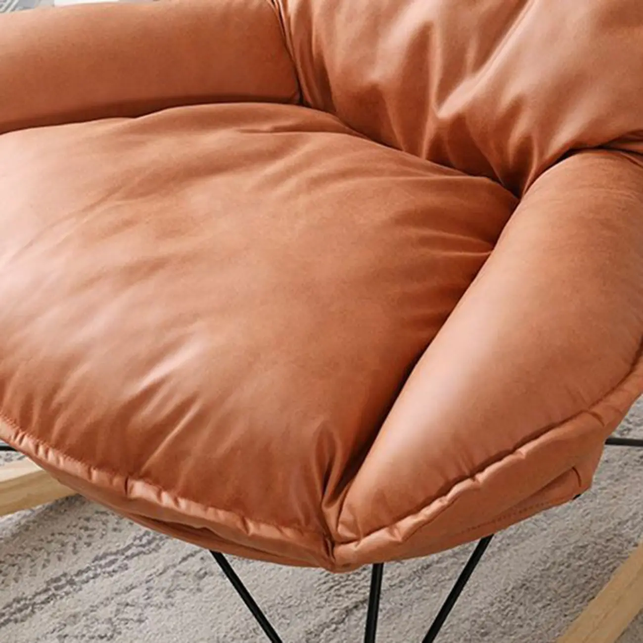 Cotton Upholstered Rocking Chair with Removable Cushions Image - 22 | homeyfad