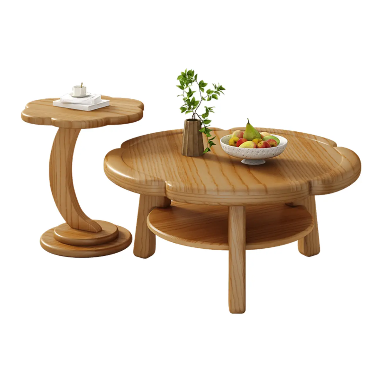 Irregular Cute Wooden Coffee Table with Storage for Living Room  Image - 7 | homeyfad